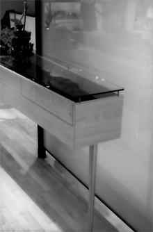 wood and glass desk